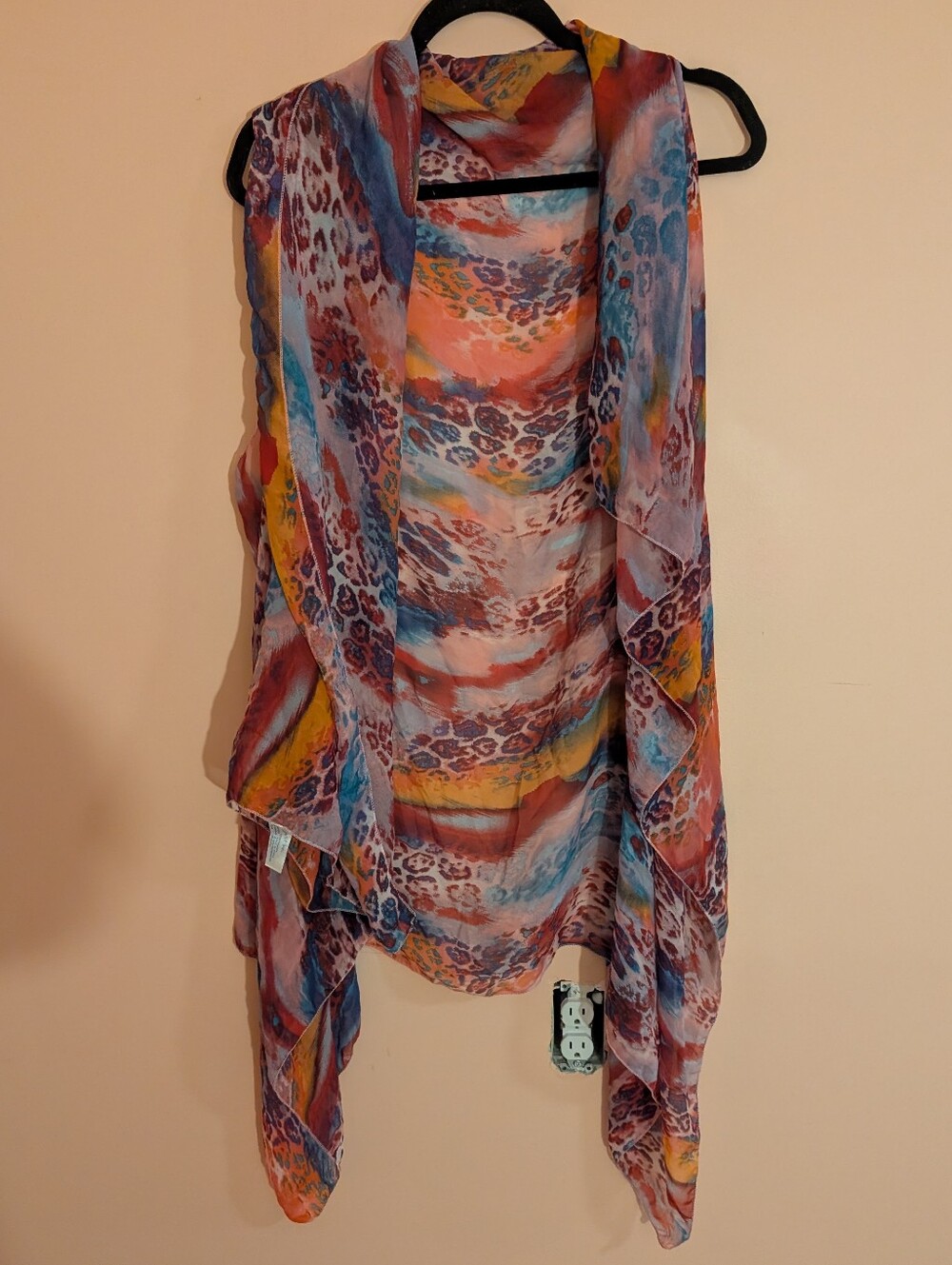 just be Multicolor Sheer Draped Camisole Vest - Coral, Blue, Yellow, Purple